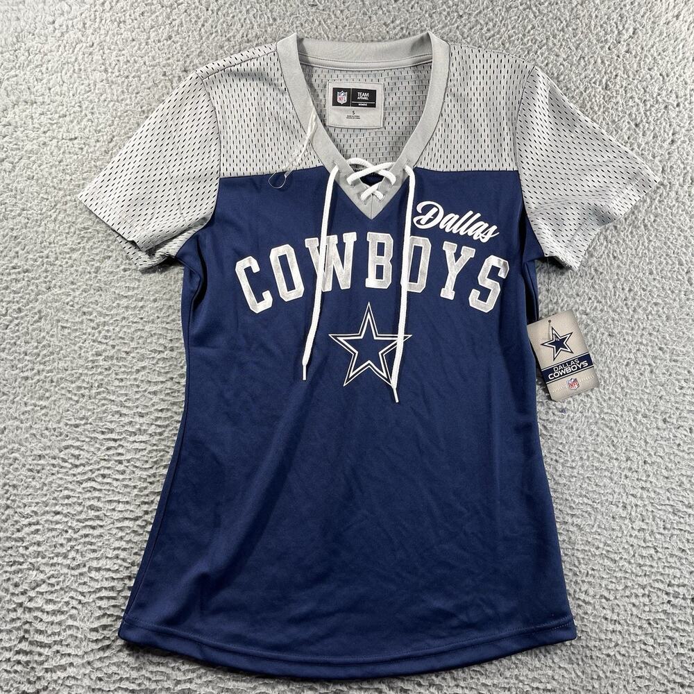 Dallas Cowboys Women's Small NWT Lace Up Mesh Jersey Shirt Shuffle It Tee NFL